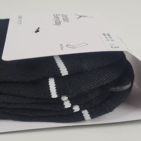 Nike Jordan Everyday No Show 3 Pack Socks Dri-Fit Black SZ Men 8-12 - Picture 7 of 7